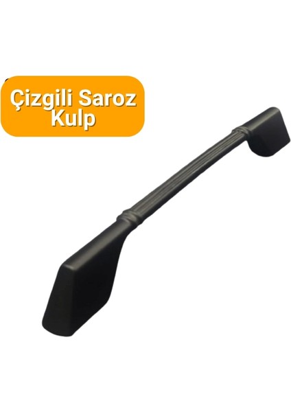 4 Adet Çizgili Saroz Siyah Metal Mobilya Kulpu 160MM - 192MM