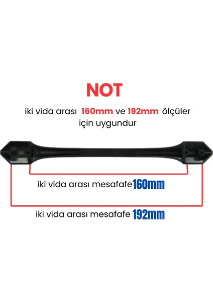 4 Adet Ateş Mat Siyah Metal Mobilya Kulpu 160MM - 192MM