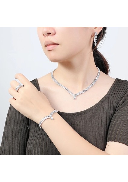 Nicole Zirkon Taşlı Takı Seti Kolye Küpe Yüzük Bileklik Set fırsatları