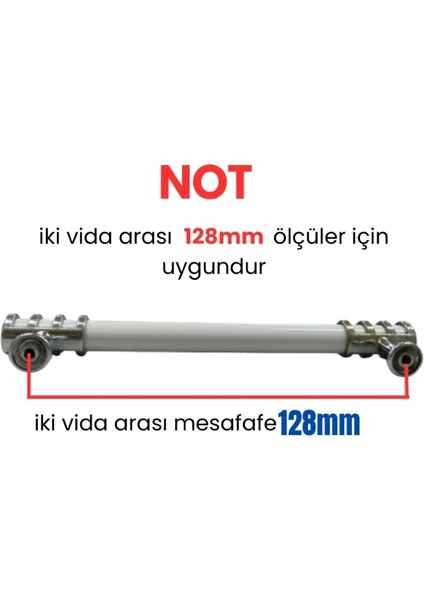 4 Adet Halka Boru Kroma Beyaz Metal Mobilya Kulpu 128MM