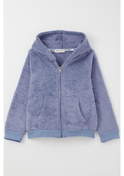 Erkek Bebek Peluş Hırka Kapüşonlu Fermuarlı 9 Ay-3 Yaş, Lila
