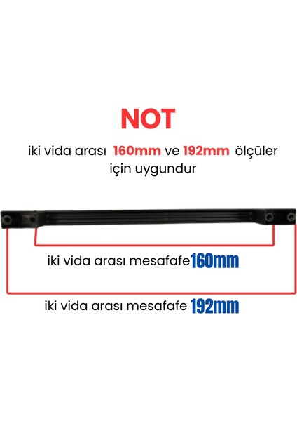 4 Adet Kare Mat Siyah Metal Mobilya Kulpu 160MM - 192MM