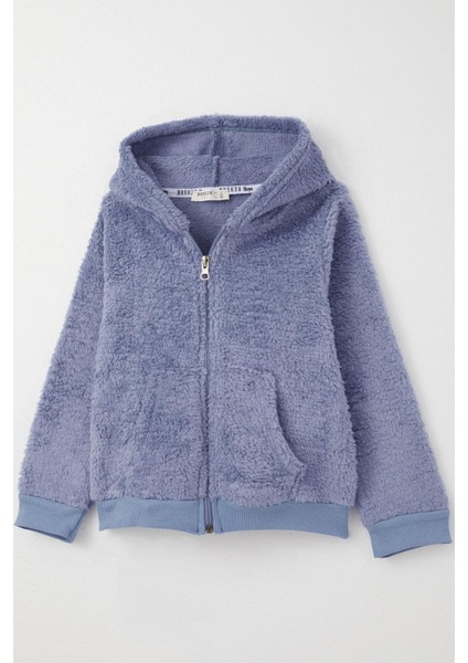 Erkek Bebek Peluş Hırka Kapüşonlu Fermuarlı 9 Ay-3 Yaş, Lila