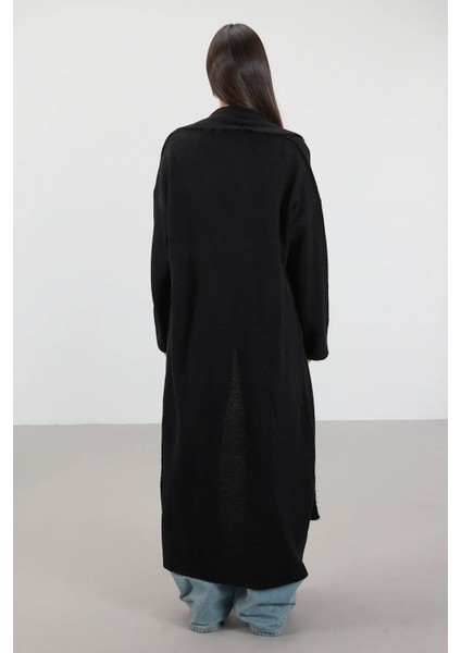 Kadın Siyah Salaş Triko Hırka