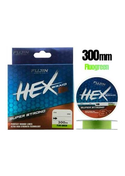 Hex Braid 8x 300MT Fluo Green Pe Ip Misina 0,16 mm
