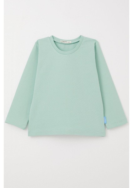Erkek Bebek Uzun Kollu Tişört Basic 9 Ay-3 Yaş, Su Yeşili