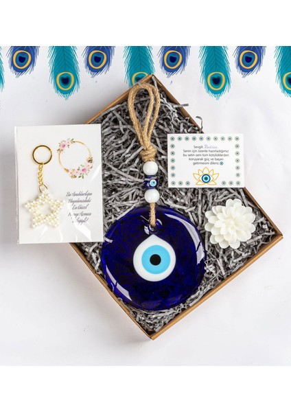 Kişiye Özel Nazardan Uzak Hediye Seti- Nazarlık- 2 Adet Kahve Fincanı- Lotus Mum- Nazar Kart Notu Hediyeseti