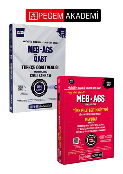 PEGEM AKADEMİ 2025 MEB-AGS-ÖABT Türkçe Tamamı Çözümlü Soru Bankas