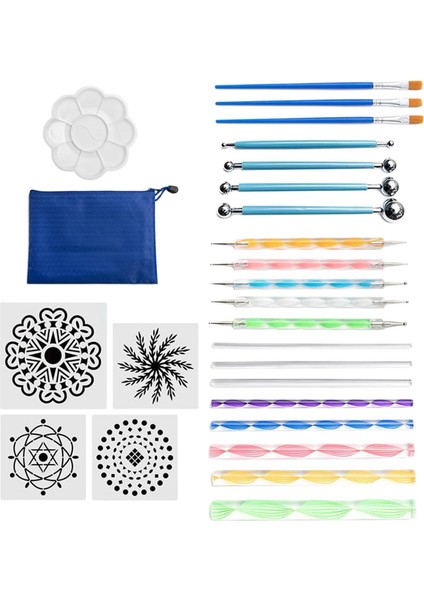 25PCS Mandala Dotting Aletleri Set Boyama Şablonları Kaya Şablonu Için Ayarlanmış (Yurt Dışından)