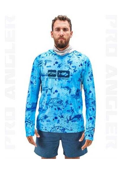 Pro Angler S24 Buff&hoodie Blue Fish Large (L)