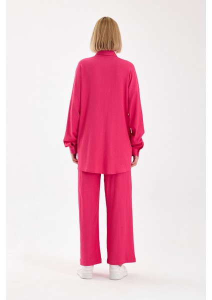 Fuşya Oversize Viskon Takım