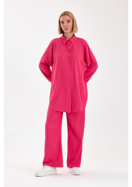 Fuşya Oversize Viskon Takım modelleri