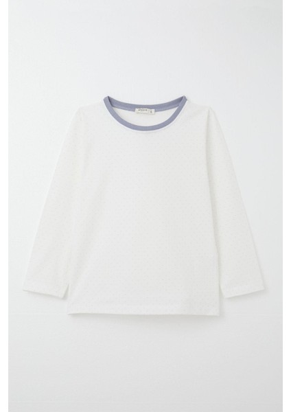 Erkek Çocuk Pijama Takımı Puantiye Desenli 4-8 Yaş, Ekru