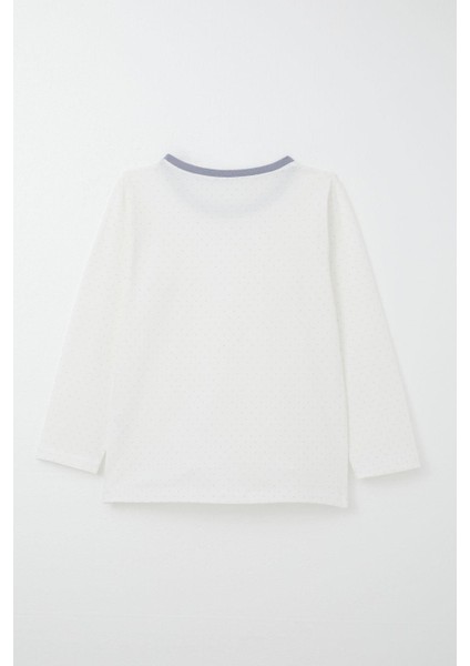Erkek Çocuk Pijama Takımı Puantiye Desenli 4-8 Yaş, Ekru