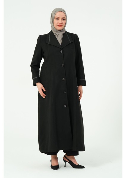 Goncagül Kadın Büyük Beden Astarlı Erkek Yaka Düğmeli Kışlık Anne Kaşe Manto fiyatları