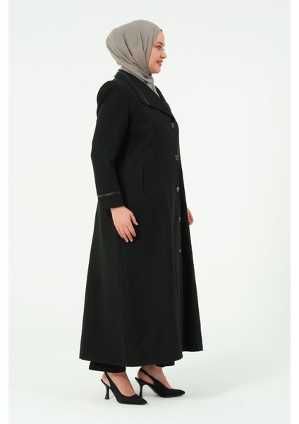 Goncagül Kadın Büyük Beden Astarlı Erkek Yaka Düğmeli Kışlık Anne Kaşe Manto modelleri