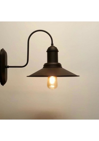 Retro Metal Kuğu Aplik Siyah Dekoratif Rustik Aplik