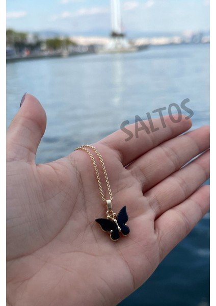 Siyah Kelebekli Gold Kolye Küpe Doğum Günü Hediyesi Sevgiliye Kelebek Kadın Gold Kolye Küpe Hediyesi fırsatları