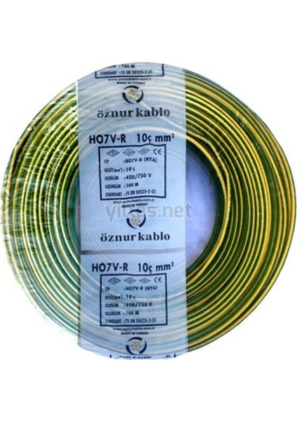 10 Luk Nya Kablo - 10 Metre Sarı-Yeşil