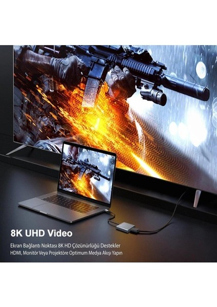 Type-C To Displayport Multifunction 8k 60hz Çevirici Dönüştürücü Aktarıcı Adaptör modelleri