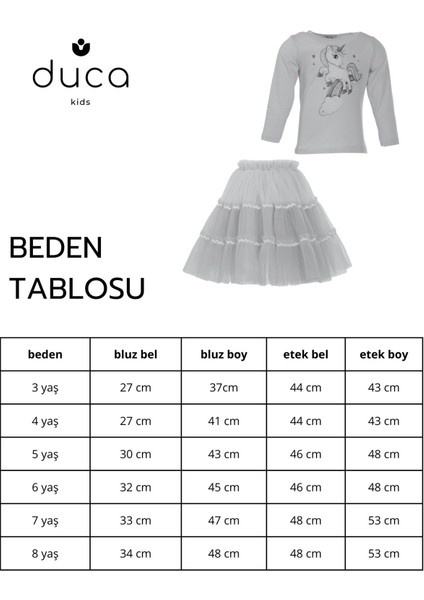 Karnaval Etek ve Unicorn Baskılı Uzun Kol Body Ikili Takım indirimleri
