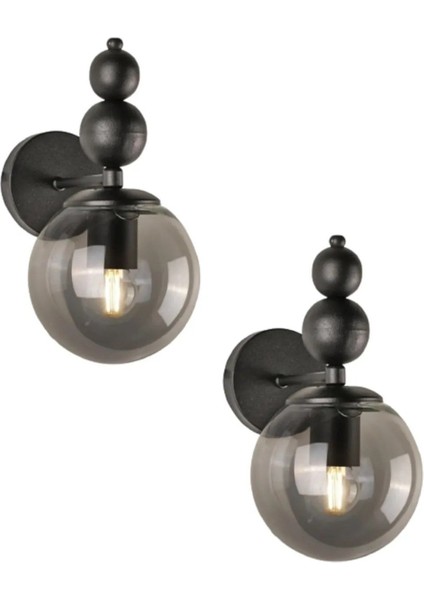 Yürüyen Abajur Siyah Boyalı 2'li Aplik modelleri