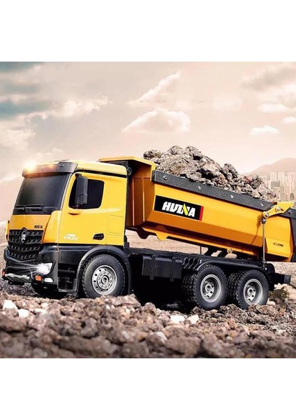 Huına 1/14 10 Kanal Full Metal Rc Model Profesyonel Uzaktan Kumandalı Damperli Kamyon İş Makinası - 2.4G Full Fonksiyon Sesli Ve Işıklı - 1582