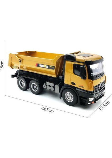 Huına 1/14 10 Kanal Full Metal Rc Model Profesyonel Uzaktan Kumandalı Damperli Kamyon İş Makinası - 2.4G Full Fonksiyon Sesli Ve Işıklı - 1582