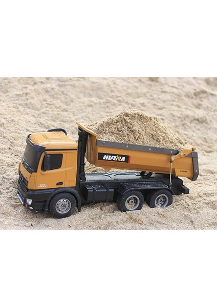 Huına 1/14 10 Kanal Full Metal Rc Model Profesyonel Uzaktan Kumandalı Damperli Kamyon İş Makinası - 2.4G Full Fonksiyon Sesli Ve Işıklı - 1582