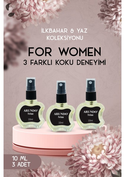 - Ilkbahar-Yaz Kadın Parfüm Seti,10 ml x 3 Adet-Deneme Kokusu,Çanta Kokusu,Tester