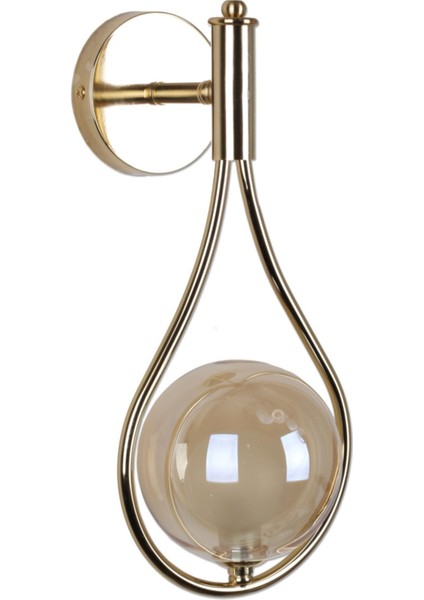 Bubble Lamp Damla Model Altın Sarı Renk Kaplamalı Camlı Aplik (Ampul Dahil)