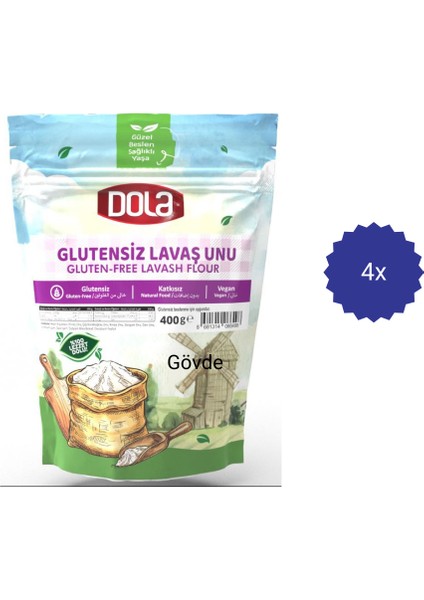 Glutensiz Lavaş Unu 400 gr 4 Adet