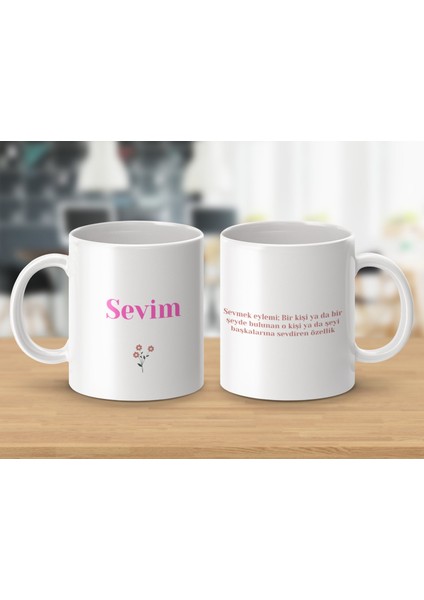 Sevim İsimli Kupa Bardak - İsimli Bardak - Hediye Kupa Bardak - Kahve Kupa Bardak