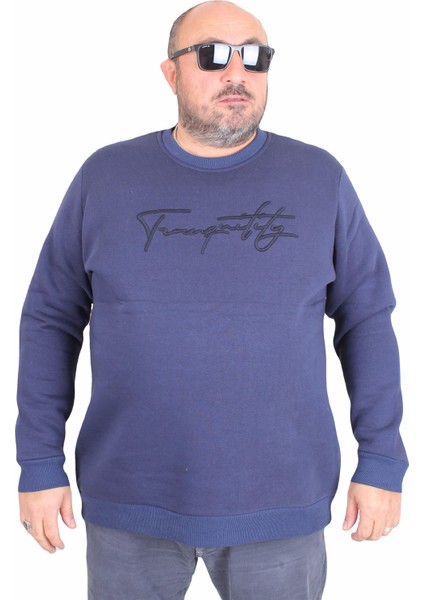 Mocgrande Erkek Büyük Beden Sıfır Yaka Sweat Twenty 24200 Indıgo