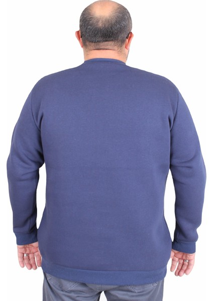 Mocgrande Erkek Büyük Beden Sıfır Yaka Sweat Twenty 24200 Indıgo modelleri