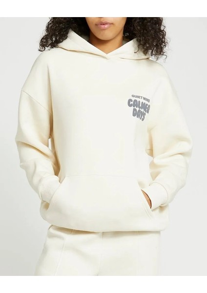 Kadın Kapşonlu/Kapüşonlu Içi Polar Uzun Kollu Baskılı Hoodie Sweatshirt