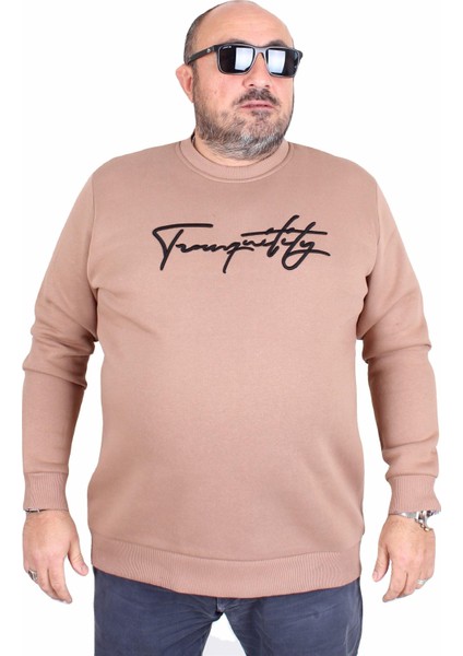 Mocgrande Erkek Büyük Beden Sıfır Yaka Sweat Twenty 24200 S.kahve