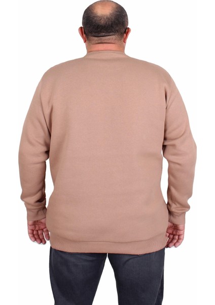 Mocgrande Erkek Büyük Beden Sıfır Yaka Sweat Twenty 24200 S.kahve