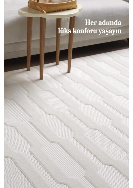 Modern Tasarım Sisal Kaydırmaz Dokuma Tabanlı Ince Makine Halısı Krem Renk