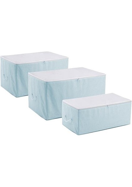 Medium Boy 3 Adet Mavi Çizgili Baza Çekyat Altı Hurç 53X30X20CM fiyatları