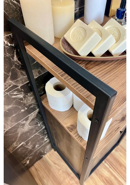 Kirli Çamaşır Sepeti Metal Ahşap Banyo Düzenleyici Kirli Sepeti Banyo Dolabı Organizeri Banyo Rafı