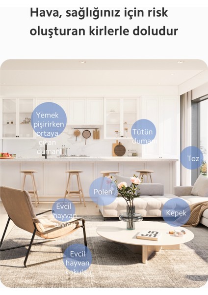 Hepa Filtreli 3 Ü 1 Arada Zaman Ayarlı Premium Akıllı Hava Temizleyici, AIerjen Giderme, 104 M² - Onerous Lambader Hediye fırsatları