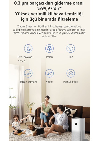 Hepa Filtreli 3 Ü 1 Arada Zaman Ayarlı Premium Akıllı Hava Temizleyici, AIerjen Giderme, 104 M² - Onerous Lambader Hediye