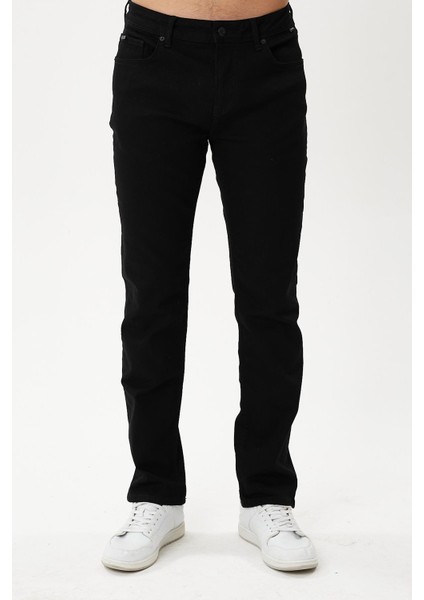 Martin 704-07 Black Black Rahat Kalıp Erkek Likralı Kot Pantolon Siyah