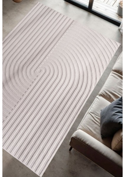 Modern Tasarım Sisal Kaydırmaz Dokuma Tabanlı Ince Makine Halısı Krem Renk