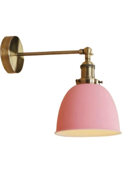 Pembe Retro Rustik Mafsalı Aplik Duvar Lambası