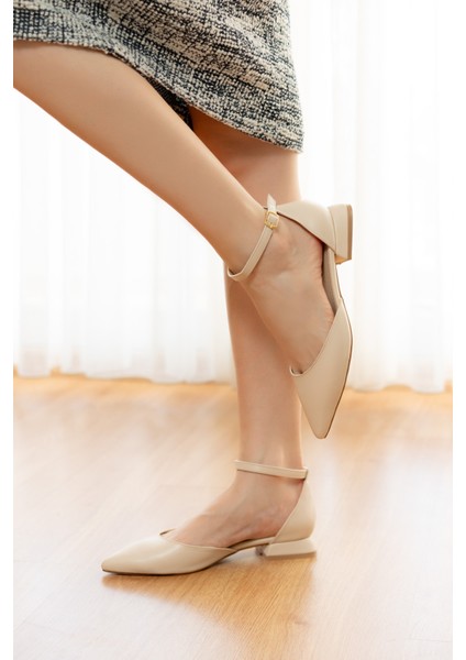 Happy Bej ( 3 Cm Topuklu ) Sivri Burun Topuklu Ayakkabı fırsatları