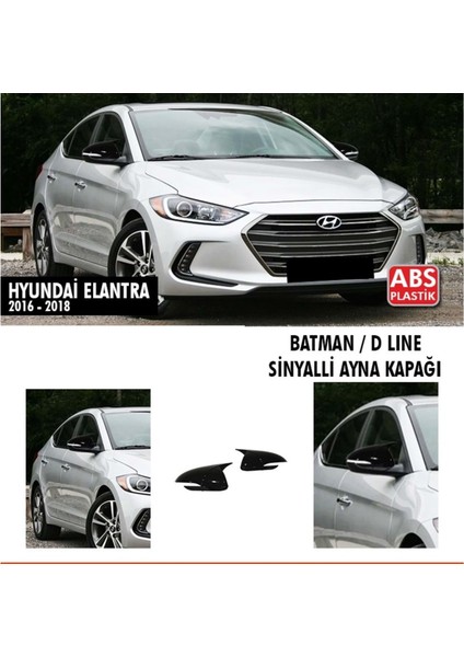 Elantra Batman Ayna Kapağı Piano Black Sinyalli / 2016 - 2018