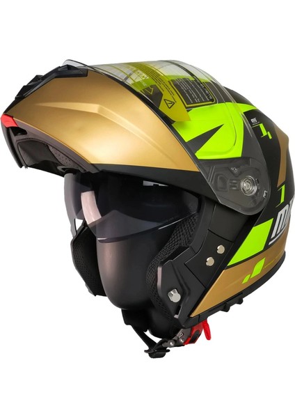 966 WX92 Çene Açılır Mat Siyah-Neon-Gold Kask