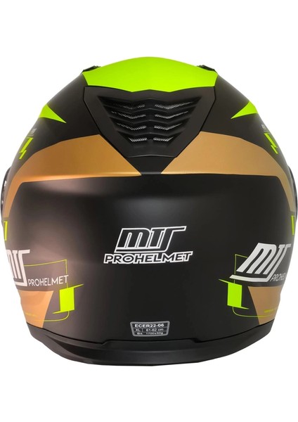 966 WX92 Çene Açılır Mat Siyah-Neon-Gold Kask